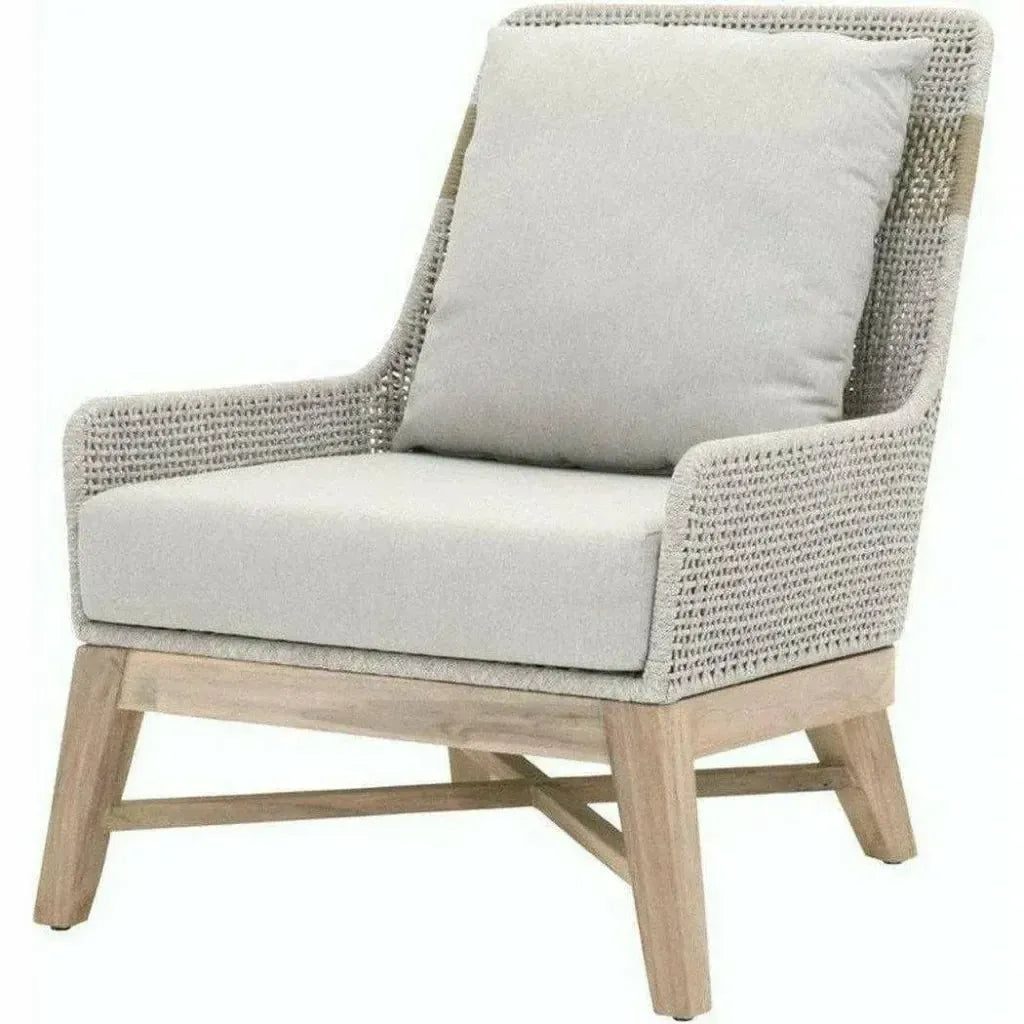 Tapestry Outdoor Club Chair Taupe & White Rope and Teak-Outdoor Lounge Chairs-Essentials For Living-LOOMLAN