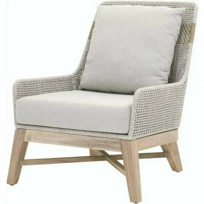 Tapestry Outdoor Club Chair Taupe & White Rope and Teak-Outdoor Lounge Chairs-Essentials For Living-LOOMLAN