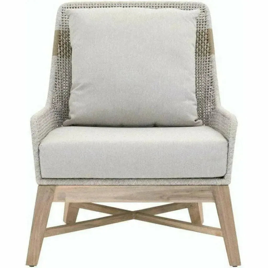Tapestry Outdoor Club Chair Taupe & White Rope and Teak-Outdoor Lounge Chairs-Essentials For Living-LOOMLAN