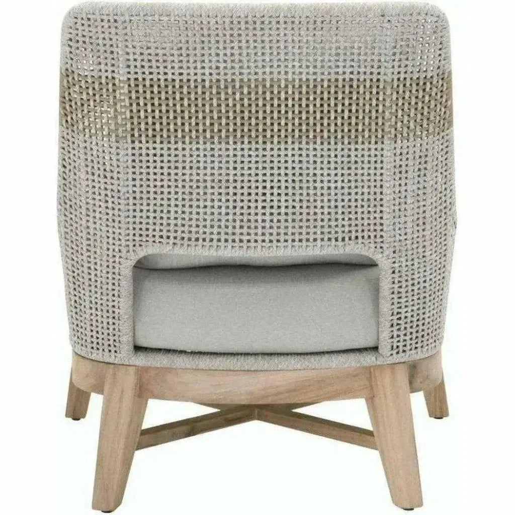 Tapestry Outdoor Club Chair Taupe & White Rope and Teak-Outdoor Lounge Chairs-Essentials For Living-LOOMLAN