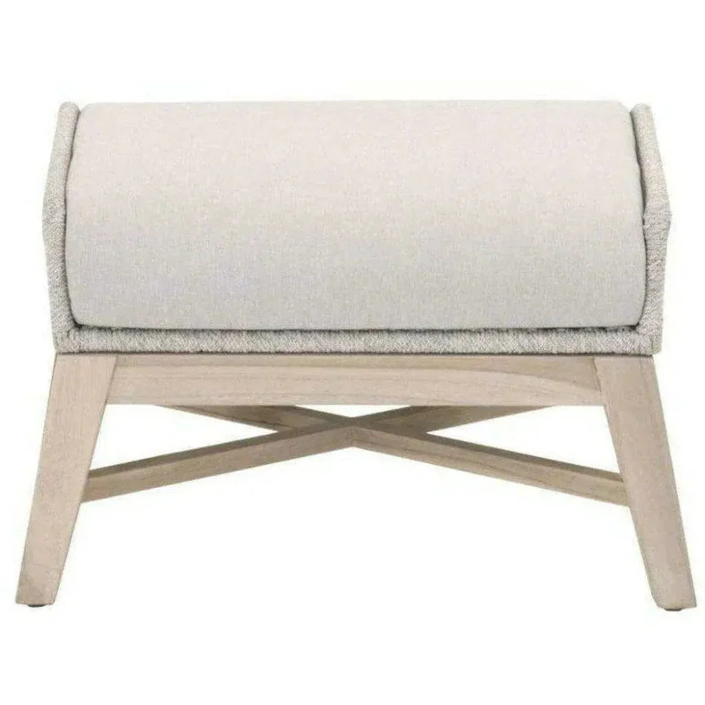 Tapestry Outdoor Footstool Rope & Teak-Outdoor Ottomans-Essentials For Living-LOOMLAN
