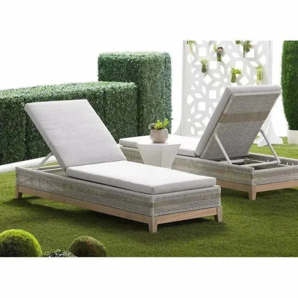 Tapestry Outdoor Chaise Lounge Teak Wood and Rope-Outdoor Chaises-Essentials For Living-LOOMLAN