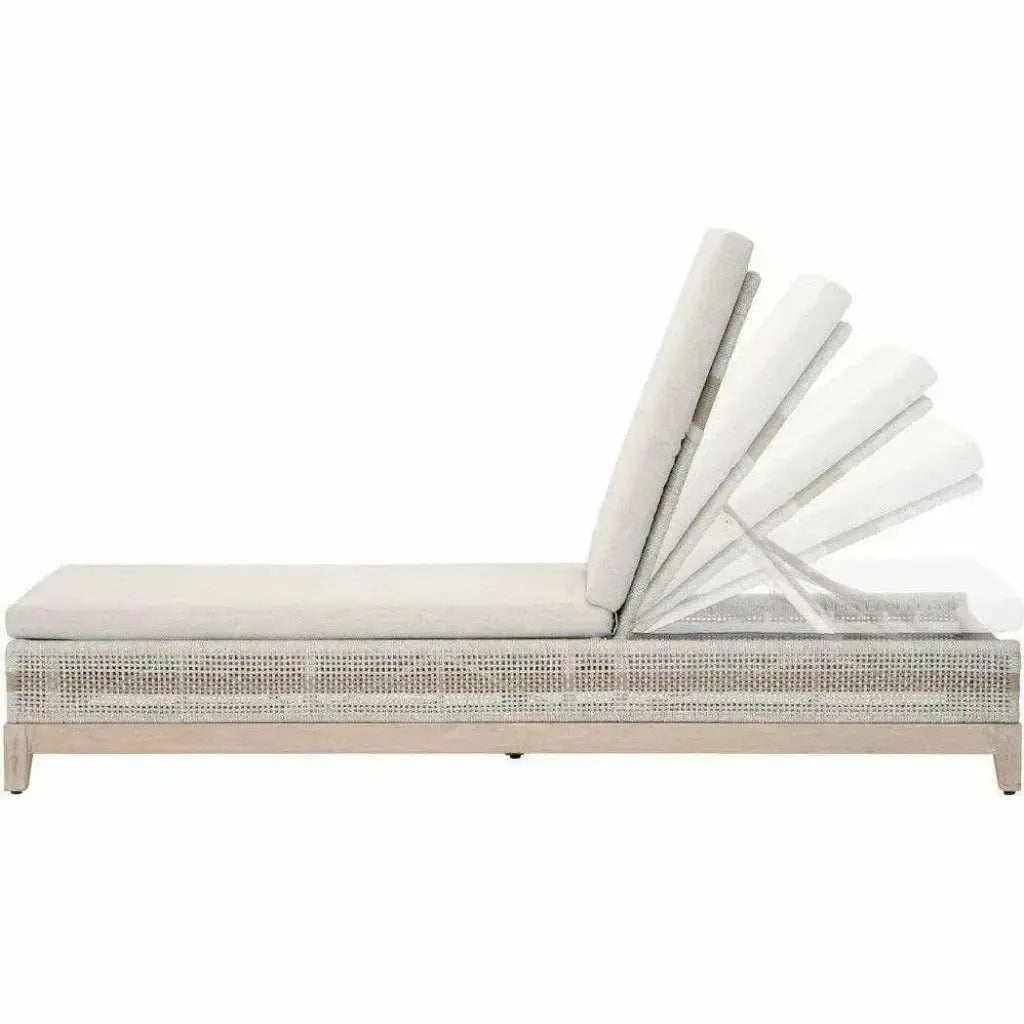 Tapestry Outdoor Chaise Lounge Teak Wood and Rope-Outdoor Chaises-Essentials For Living-LOOMLAN