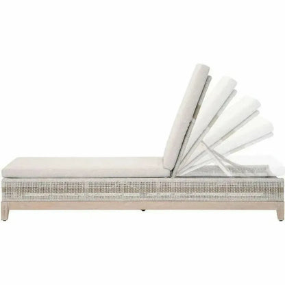Tapestry Outdoor Chaise Lounge Teak Wood and Rope-Outdoor Chaises-Essentials For Living-LOOMLAN