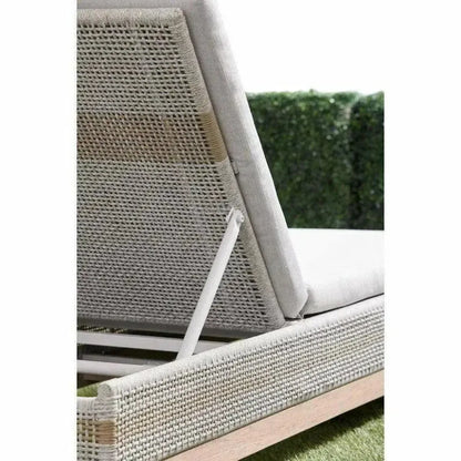Tapestry Outdoor Chaise Lounge Teak Wood and Rope-Outdoor Chaises-Essentials For Living-LOOMLAN