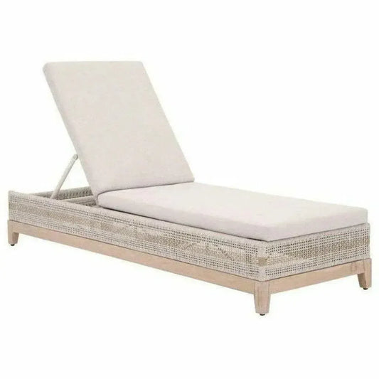 Tapestry Outdoor Chaise Lounge Teak Wood and Rope-Outdoor Chaises-Essentials For Living-LOOMLAN
