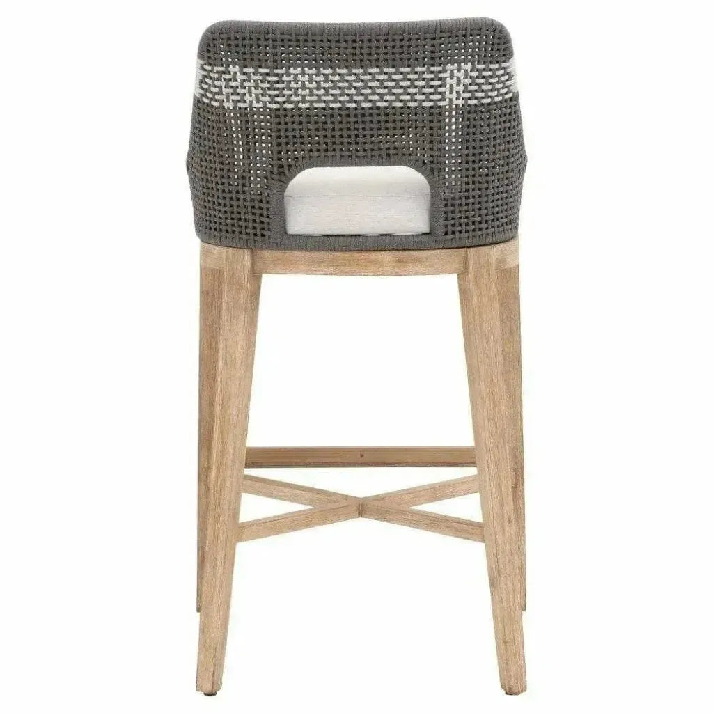 Tapestry Wood Frame Dove Rope Barstool - LOOMLAN - Essentials For Living - Bar Stools