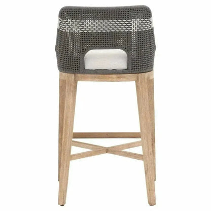 Tapestry Wood Frame Dove Rope Barstool - LOOMLAN - Essentials For Living - Bar Stools