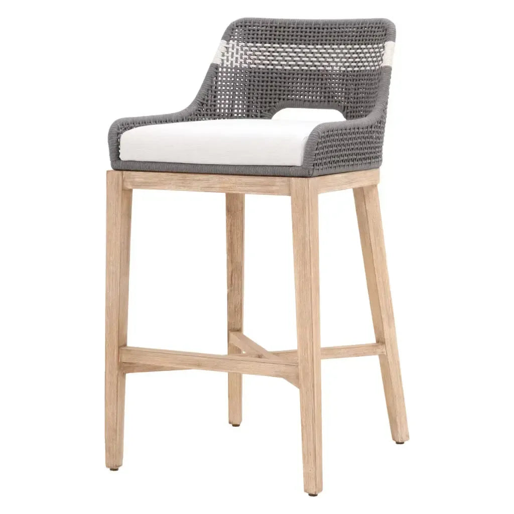 Tapestry Wood Frame Dove Rope Barstool - LOOMLAN - Essentials For Living - Bar Stools
