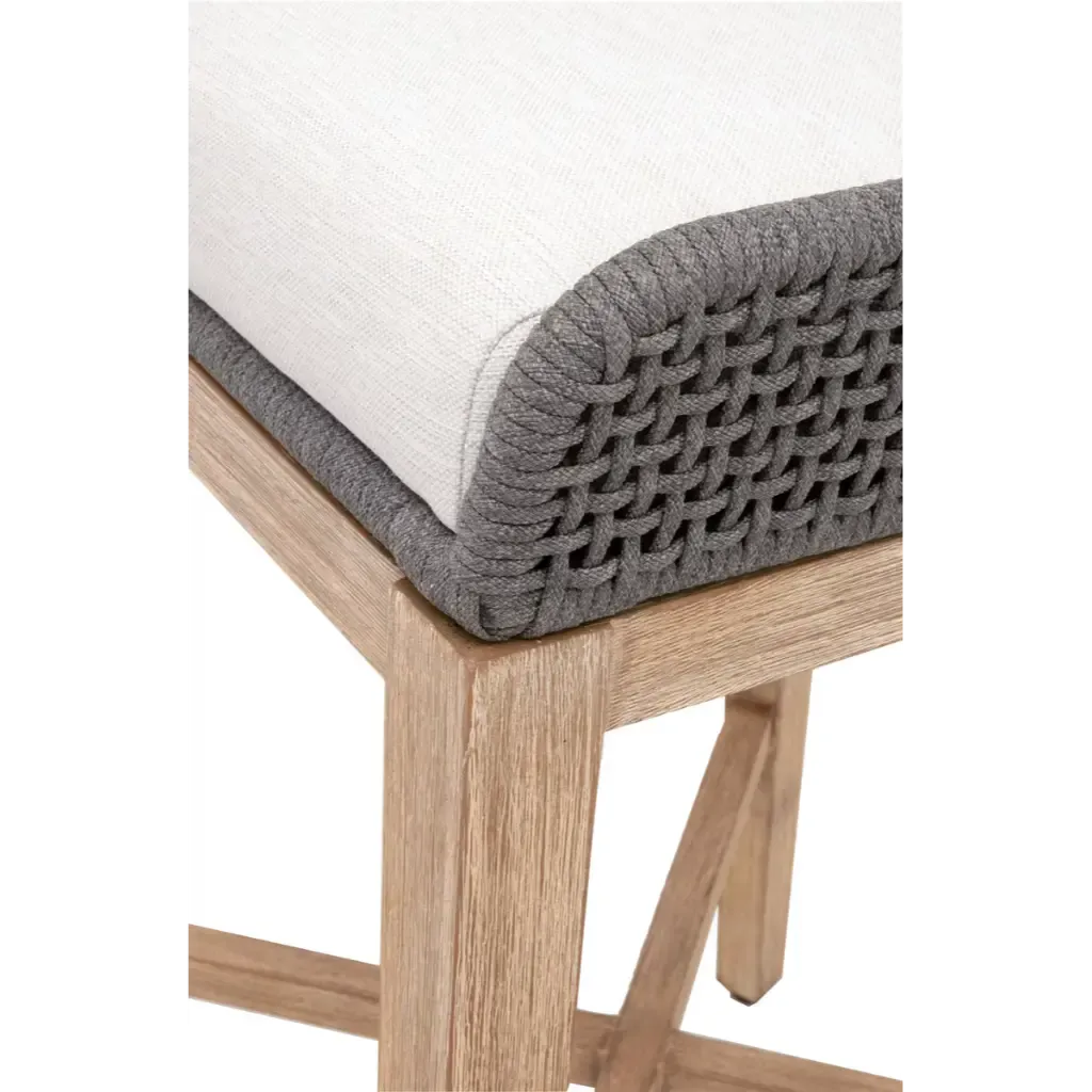 Tapestry Wood Frame Dove Rope Barstool - LOOMLAN - Essentials For Living - Bar Stools