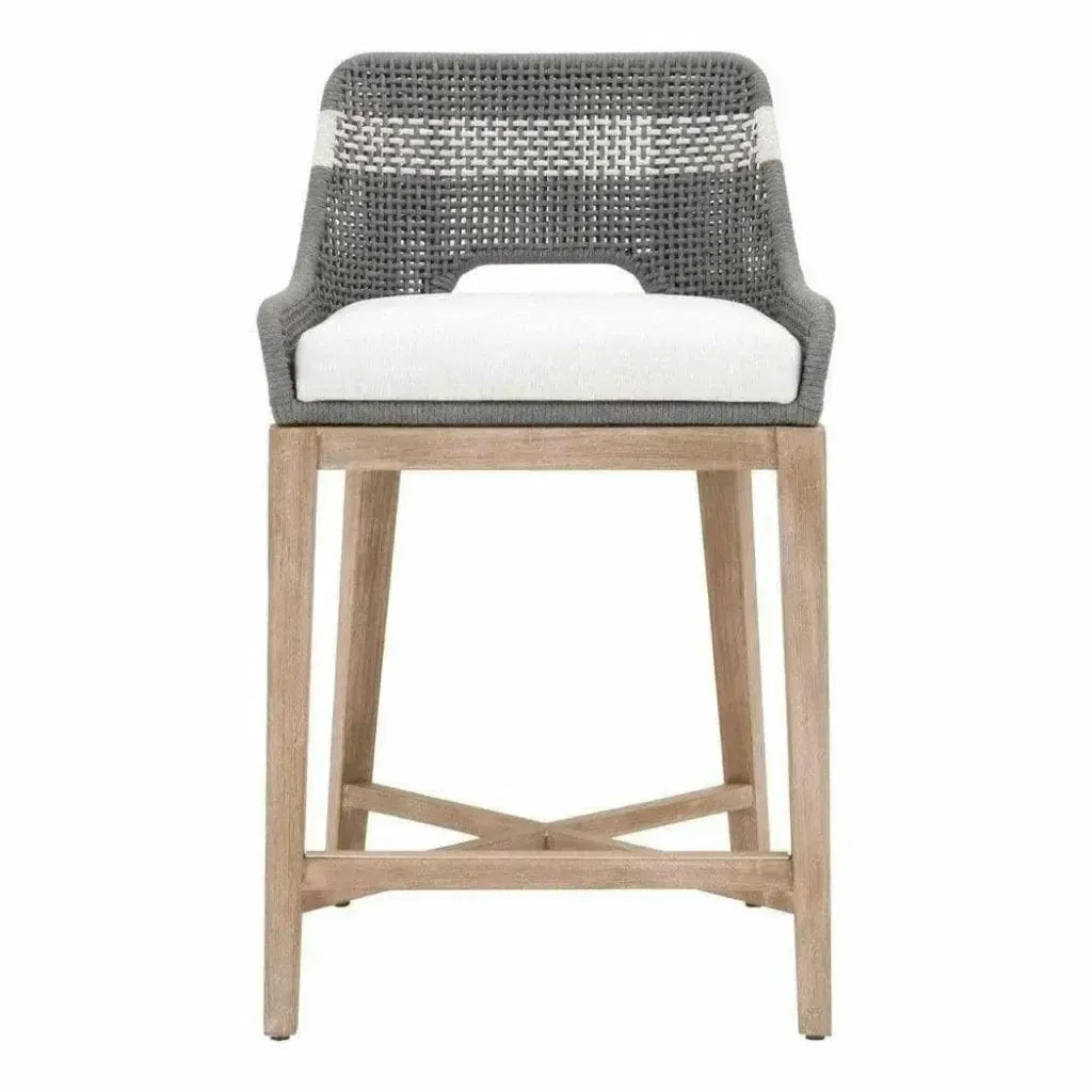 Tapestry Wood Frame Dove Rope Counter Stool - LOOMLAN - Essentials For Living - Counter Stools