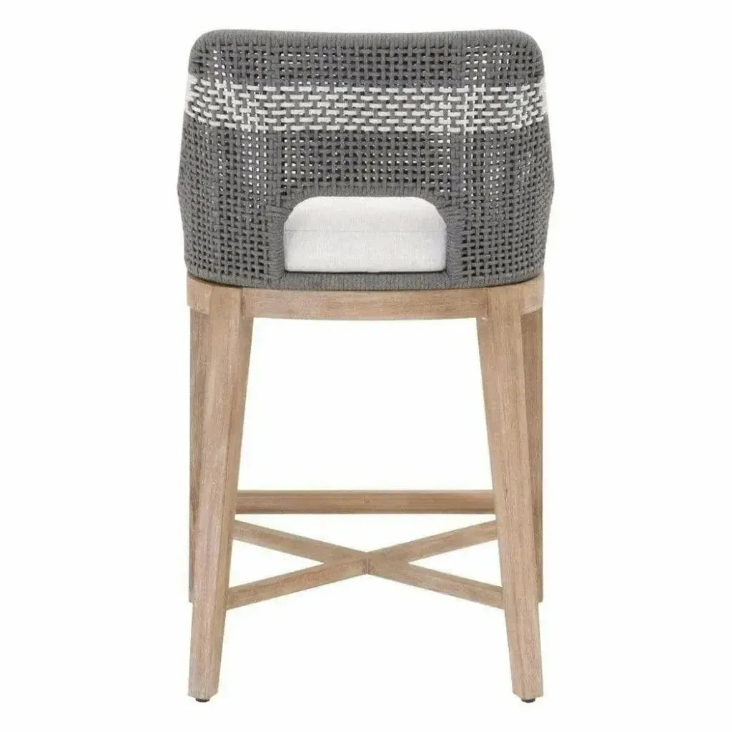 Tapestry Wood Frame Dove Rope Counter Stool - LOOMLAN - Essentials For Living - Counter Stools