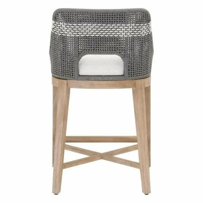Tapestry Wood Frame Dove Rope Counter Stool - LOOMLAN - Essentials For Living - Counter Stools