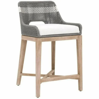 Tapestry Wood Frame Dove Rope Counter Stool - LOOMLAN - Essentials For Living - Counter Stools