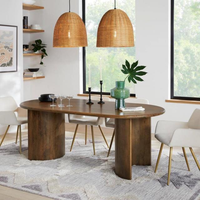 Tarniel Wooden Oval Dining Table-Dining Tables-LOOMLAN-LOOMLAN