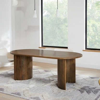 Tarniel Wooden Oval Dining Table-Dining Tables-LOOMLAN-LOOMLAN