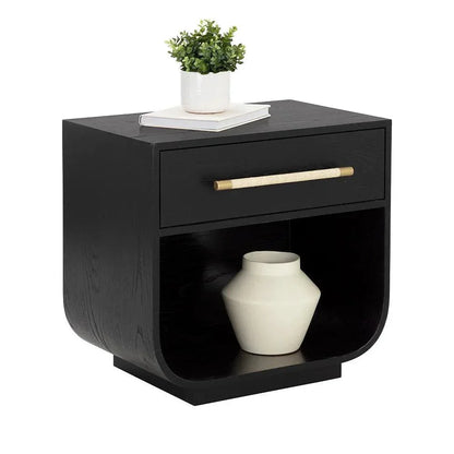 Tarrant Nightstand Black Raffia Handle - LOOMLAN - SUNPAN - Nightstands