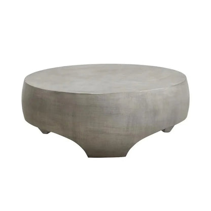 Tarsus Concrete Outdoor Round Coffee Table-Outdoor Coffee Tables-SUNPAN-Pewter-LOOMLAN