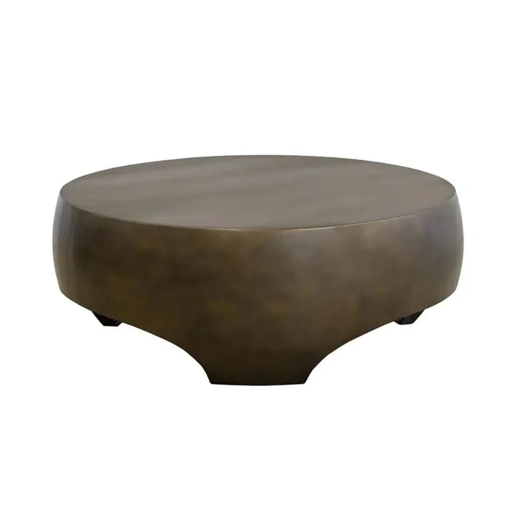 Tarsus Concrete Outdoor Round Coffee Table-Outdoor Coffee Tables-SUNPAN-Antique Bronze-LOOMLAN