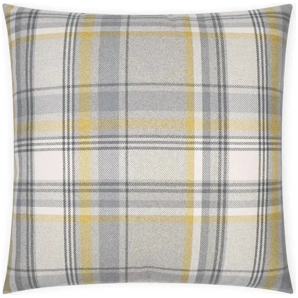 Tartan Plaid Check Yellow Grey Large Throw Pillow - LOOMLAN - D.V. Kap - Throw Pillows