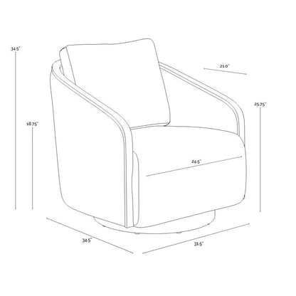 Tasia Fabric Swivel Lounge Chair - LOOMLAN - SUNPAN - Club Chairs