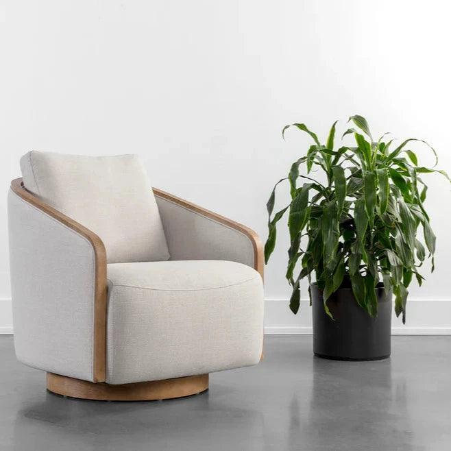 Tasia Fabric Swivel Lounge Chair - LOOMLAN - SUNPAN - Club Chairs
