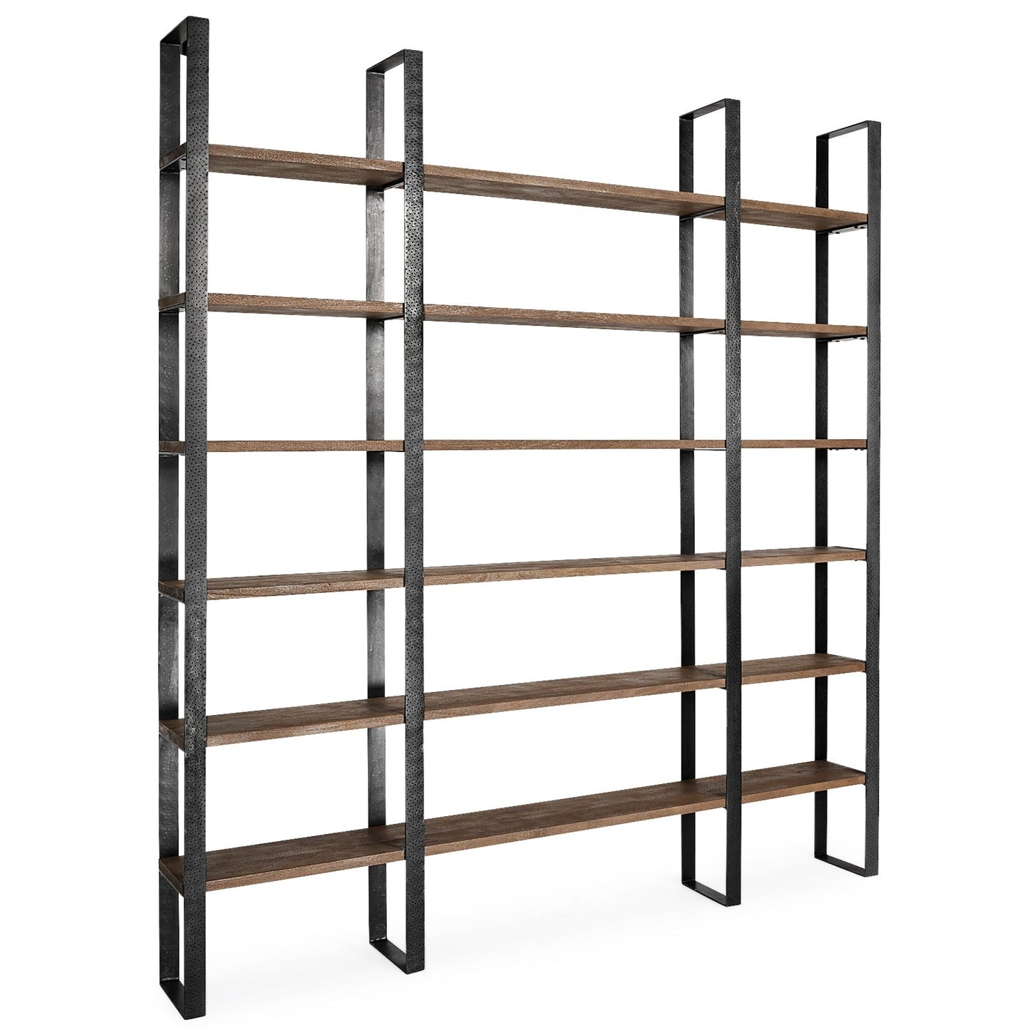 Taunton Black Iron Six Shelving Unit-Etageres-Mercana-Dark Brown-LOOMLAN