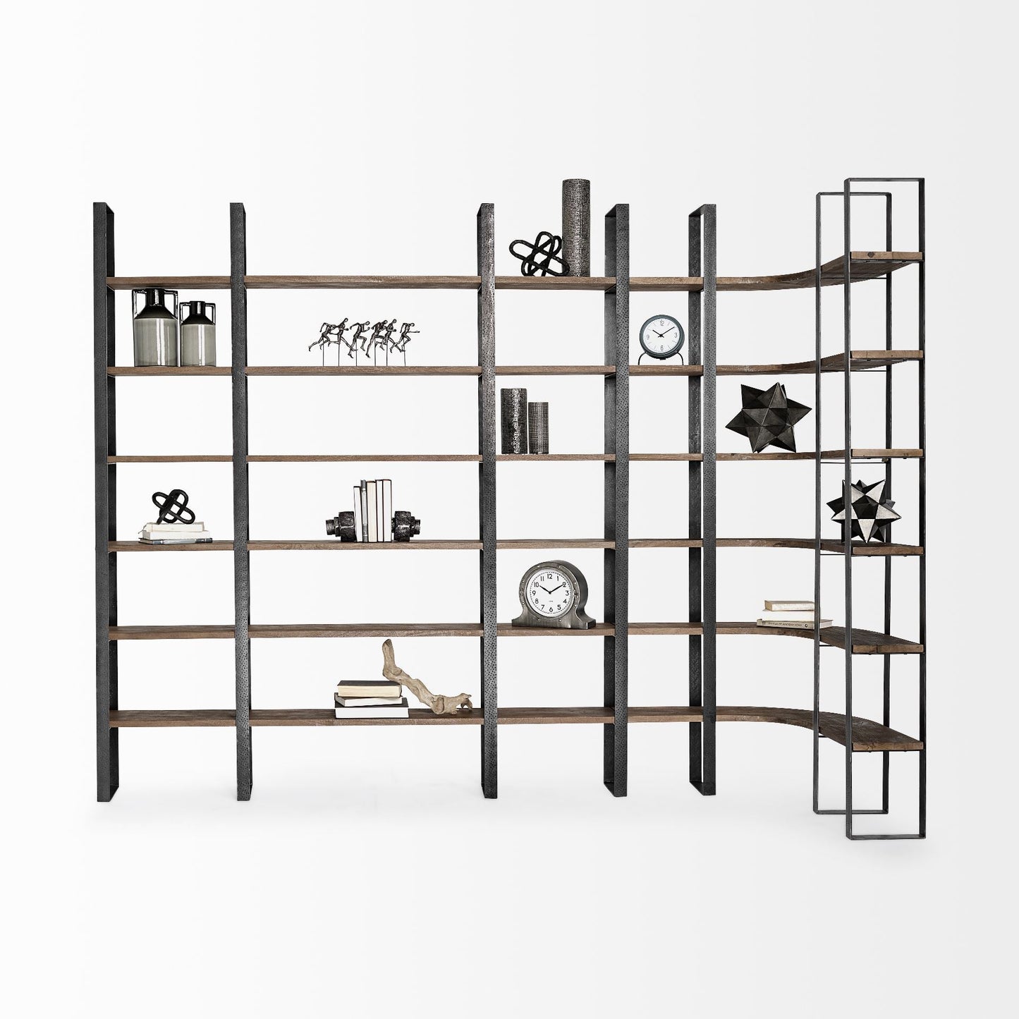Taunton Black Iron Six Shelving Unit-Etageres-Mercana-LOOMLAN