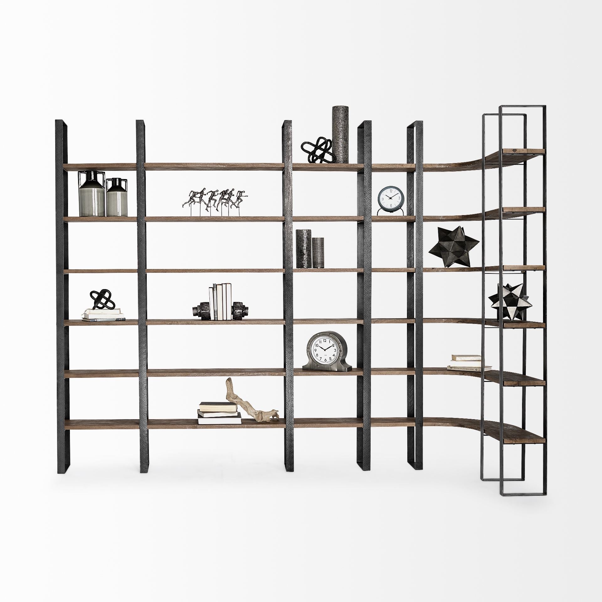 Taunton Black Iron Six Shelving Unit-Etageres-Mercana-LOOMLAN