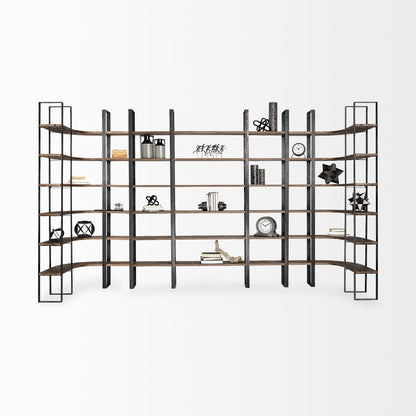 Taunton Black Iron Six Shelving Unit-Etageres-Mercana-LOOMLAN