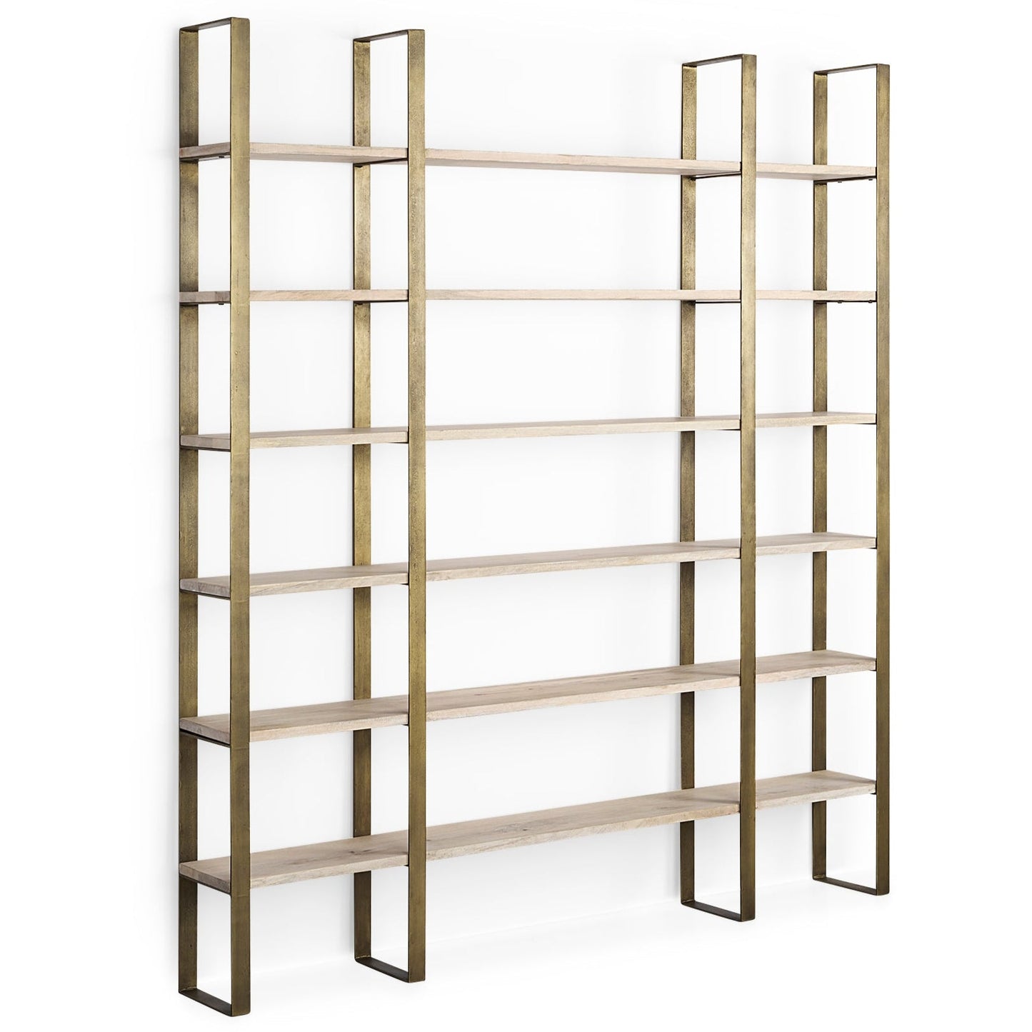 Taunton Black Iron Six Shelving Unit-Etageres-Mercana-Brown-LOOMLAN