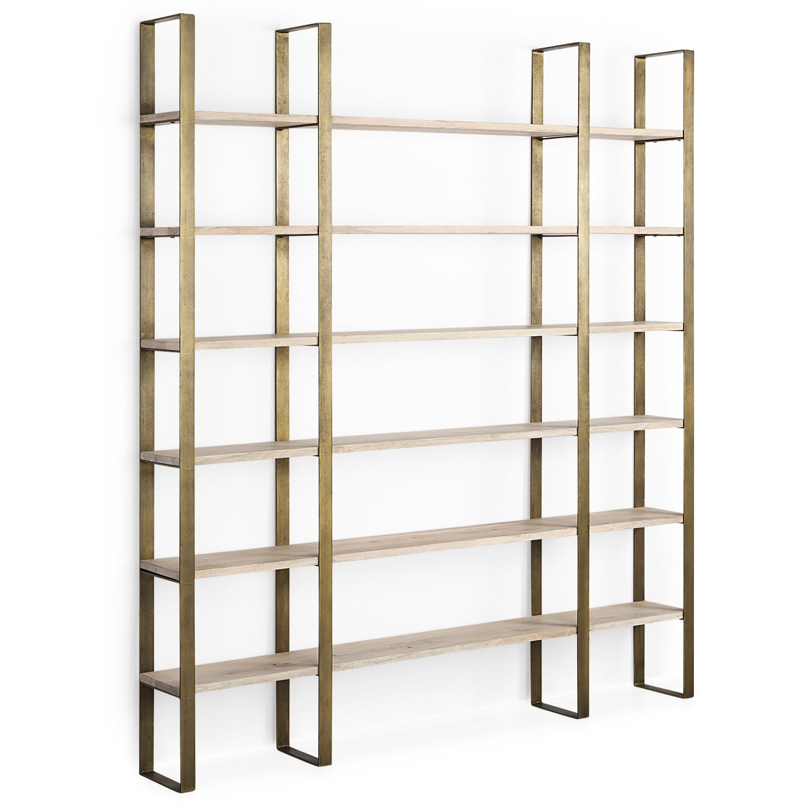 Taunton Black Iron Six Shelving Unit-Etageres-Mercana-Brown-LOOMLAN