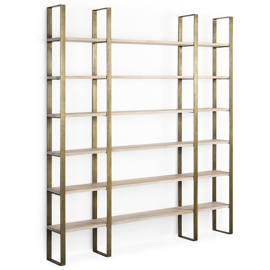 Taunton Black Iron Six Shelving Unit-Etageres-Mercana-Brown-LOOMLAN