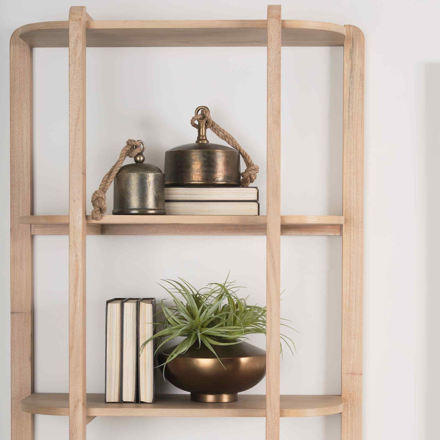 Taylin Light Brown Solid Wood Etagere-Etageres-Mercana-LOOMLAN