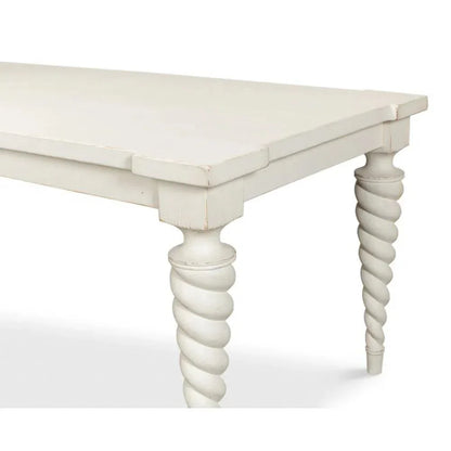 Teagan Dining Table Antique White-Dining Tables-Sarreid-LOOMLAN