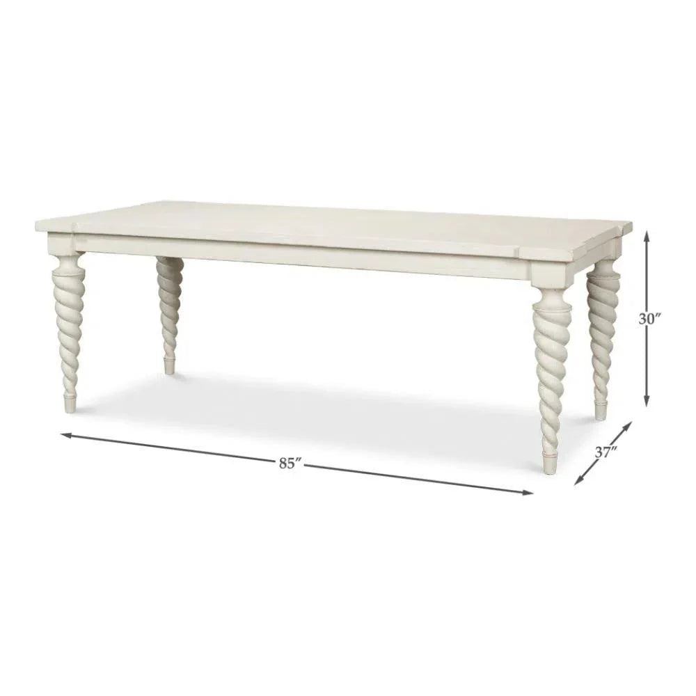 Teagan Dining Table Antique White-Dining Tables-Sarreid-LOOMLAN