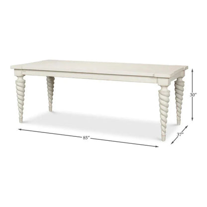 Teagan Dining Table Antique White-Dining Tables-Sarreid-LOOMLAN