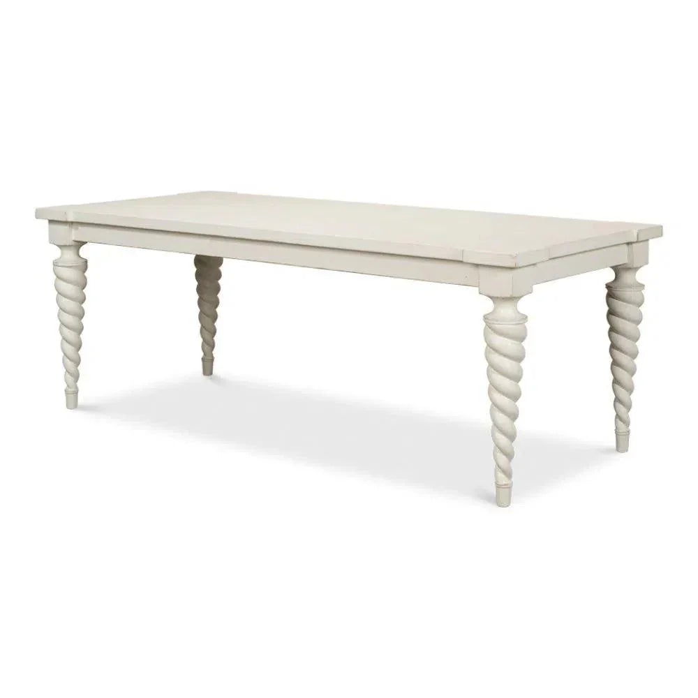 Teagan Dining Table Antique White-Dining Tables-Sarreid-LOOMLAN