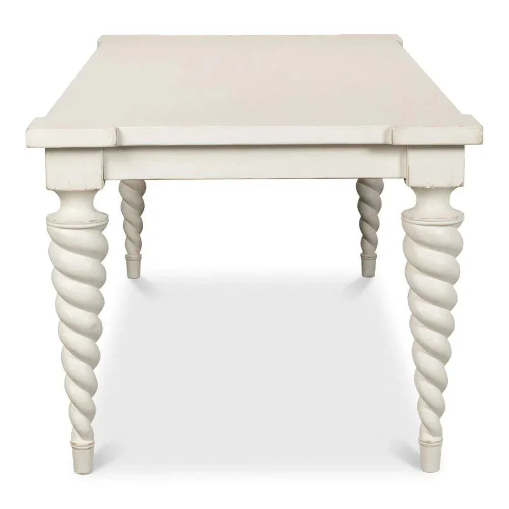 Teagan Dining Table Antique White-Dining Tables-Sarreid-LOOMLAN