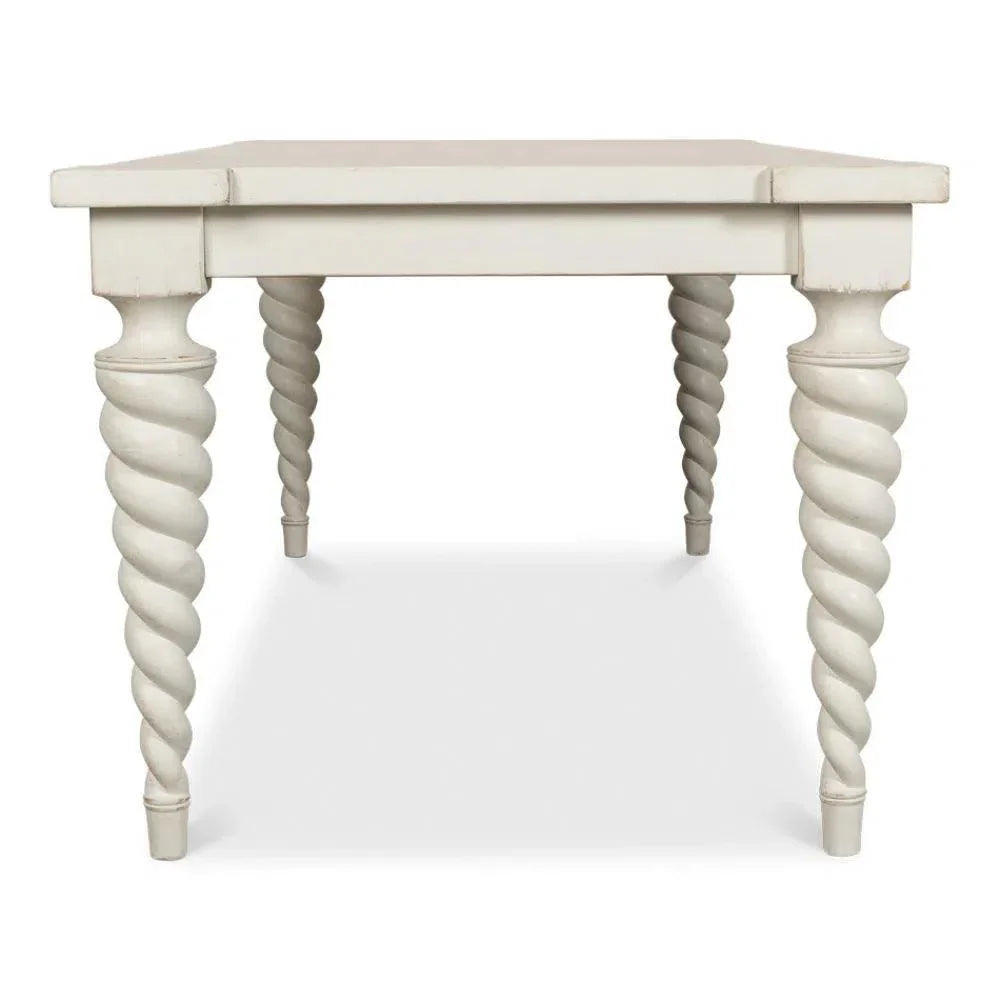 Teagan Dining Table Antique White-Dining Tables-Sarreid-LOOMLAN