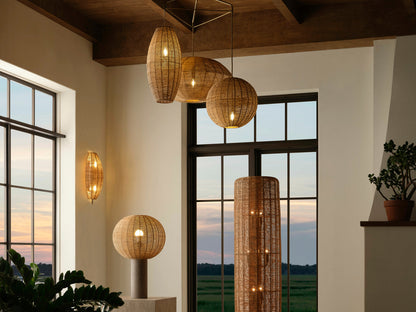 Teague Woven Raffia Triple Pendant