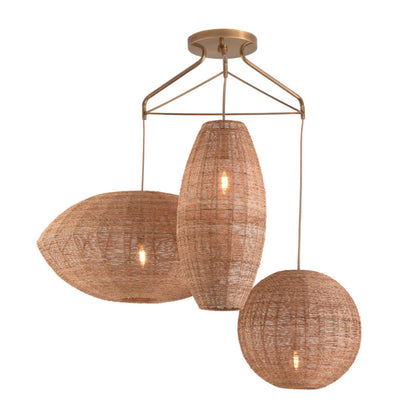 Teague Woven Raffia Triple Pendant