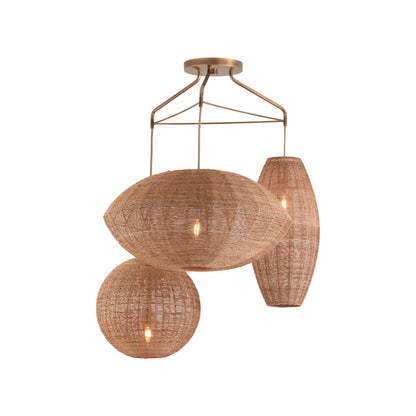 Teague Woven Raffia Triple Pendant