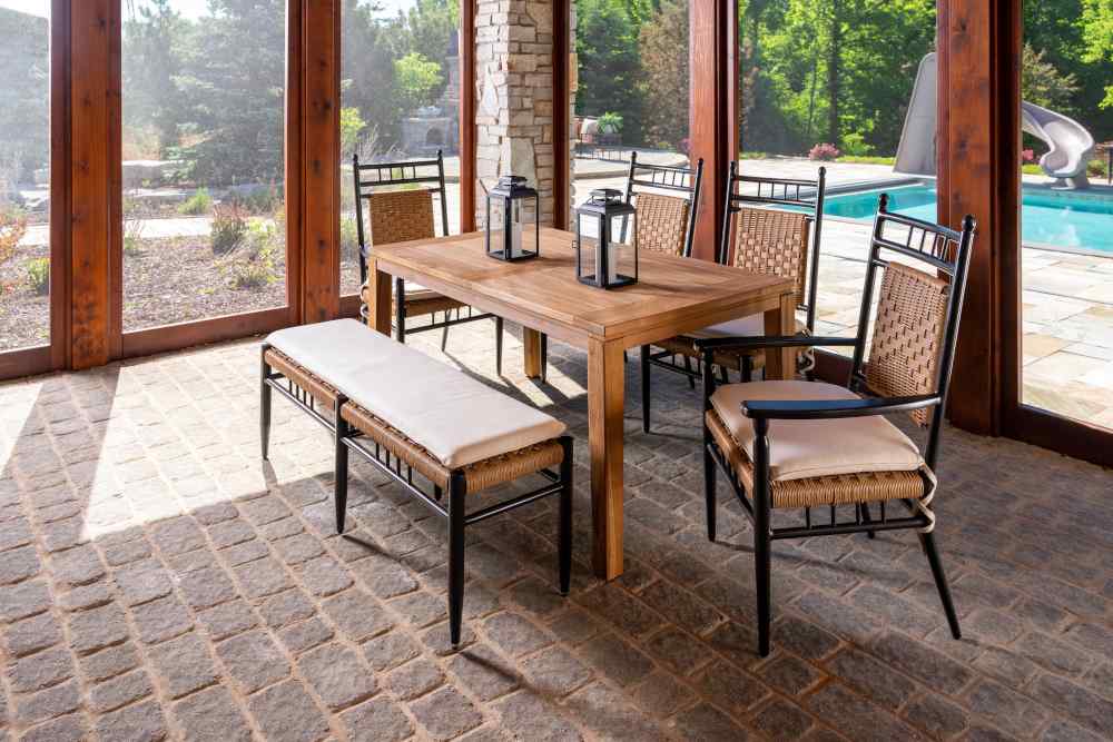 Teak Butterfly Leaf Umbrella Outdoor Dining Table-Outdoor Dining Tables-Lloyd Flanders-LOOMLAN