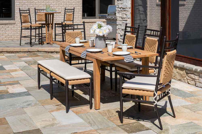 Teak Butterfly Leaf Umbrella Outdoor Dining Table-Outdoor Dining Tables-Lloyd Flanders-LOOMLAN