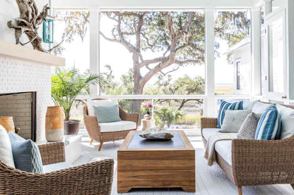 Teak Outdoor Cocktail Table with Faux Concrete Inset-Outdoor Coffee Tables-Lloyd Flanders-LOOMLAN