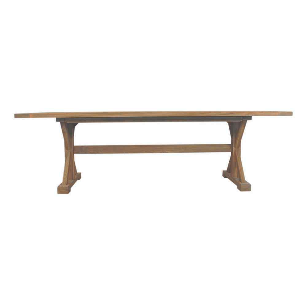 Teak Rectangular Trestle Base Outdoor Dining Table-Outdoor Dining Tables-Lloyd Flanders-LOOMLAN