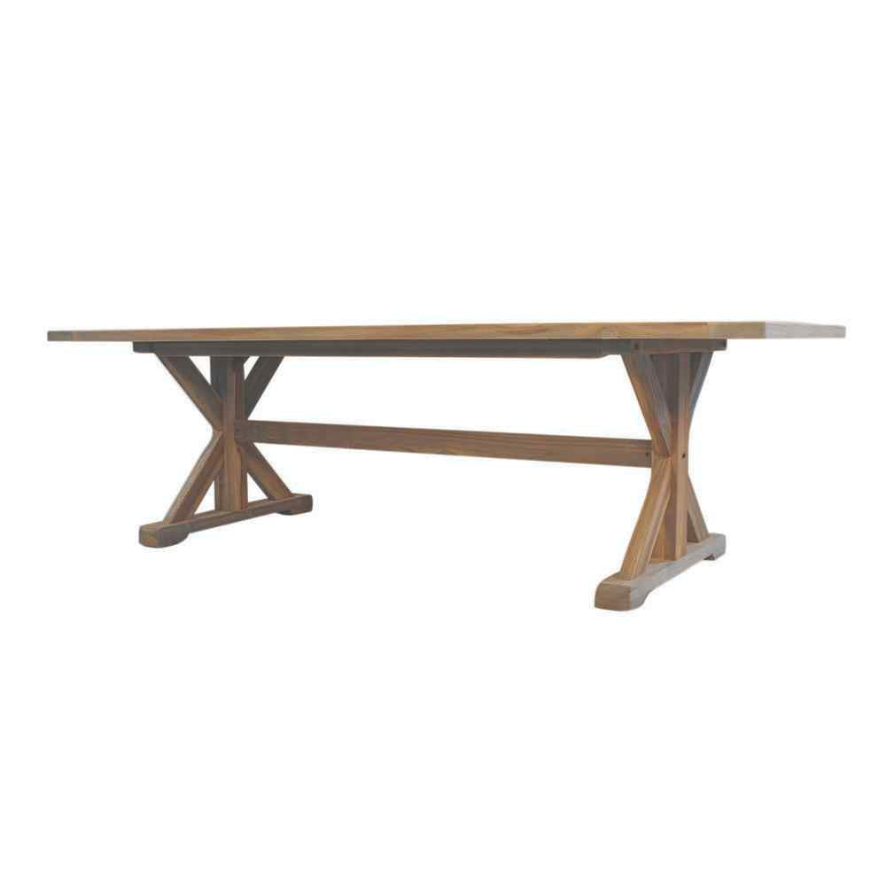 Teak Rectangular Trestle Base Outdoor Dining Table-Outdoor Dining Tables-Lloyd Flanders-LOOMLAN