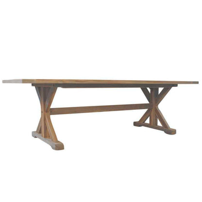 Teak Rectangular Trestle Base Outdoor Dining Table-Outdoor Dining Tables-Lloyd Flanders-LOOMLAN