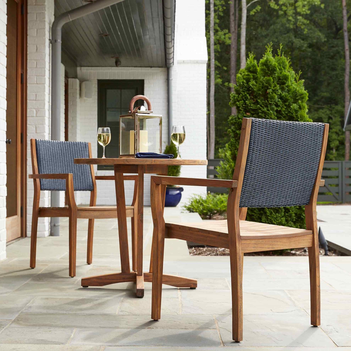 Teak Round Outdoor Bistro Table-Outdoor Dining Tables-Lloyd Flanders-LOOMLAN